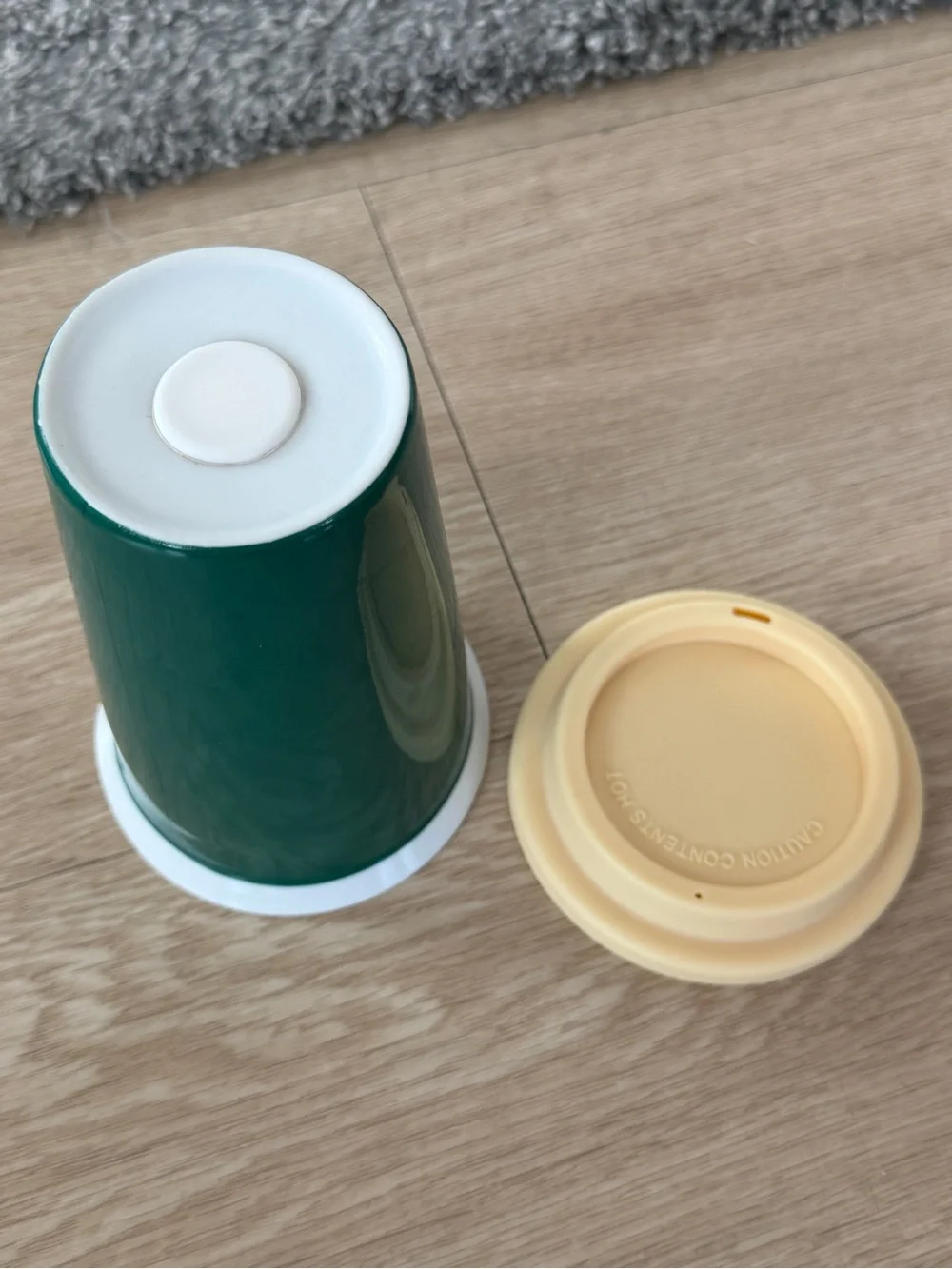 L.L. Bean Ceramic Coffee Mug Travel Tumbler in Pine Green with Soft Lid Classic